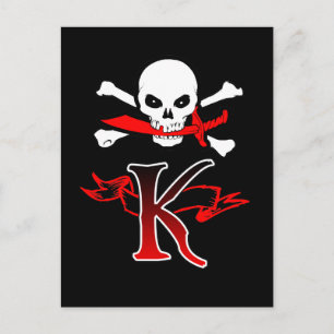 Jolly Roger K Monogram Initiaal Briefkaart