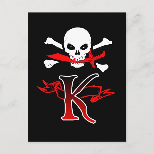 Jolly Roger K Monogram Initiaal Briefkaart (Voorkant)