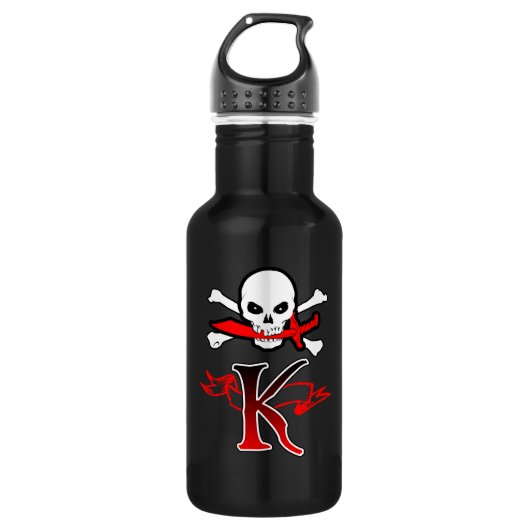 Jolly Roger K Monogram Initiaal Waterfles (Voorkant)