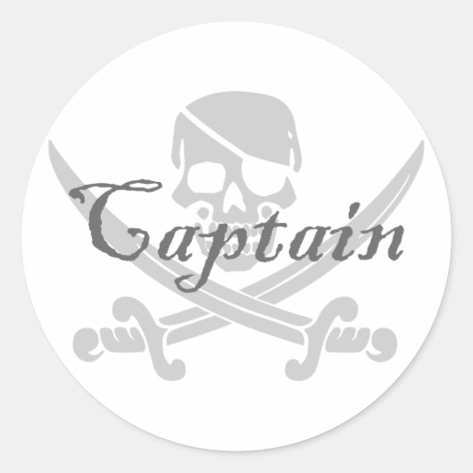 Jolly Roger Kapitein Ronde Sticker (Voorkant)