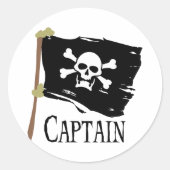 Jolly Roger Kapitein Ronde Sticker (Voorkant)