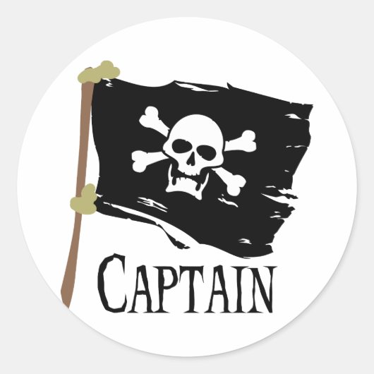 Jolly Roger Kapitein Ronde Sticker (Voorkant)