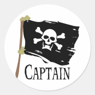 Jolly Roger Kapitein Ronde Sticker