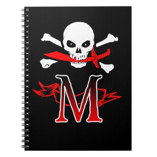Jolly Roger M Monogram Initiaal Notitieboek (Voorkant)