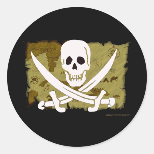 Jolly Roger Map #10 Ronde Sticker (Voorkant)