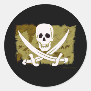 Jolly Roger Map #10 Ronde Sticker