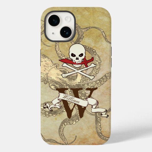 Jolly Roger Monogram Initiaal Case-Mate iPhone Case (Achterkant)