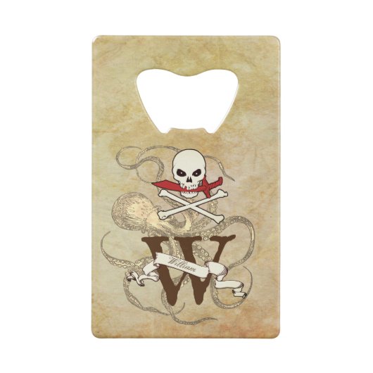 Jolly Roger Monogram Initiaal Creditkaart Flessenopener (Achterkant)