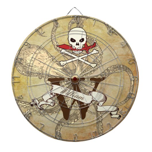 Jolly Roger Monogram Initiaal Dartboard Dartbord (Voorkant)