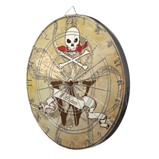 Jolly Roger Monogram Initiaal Dartboard Dartbord (Voorkant Rechts)