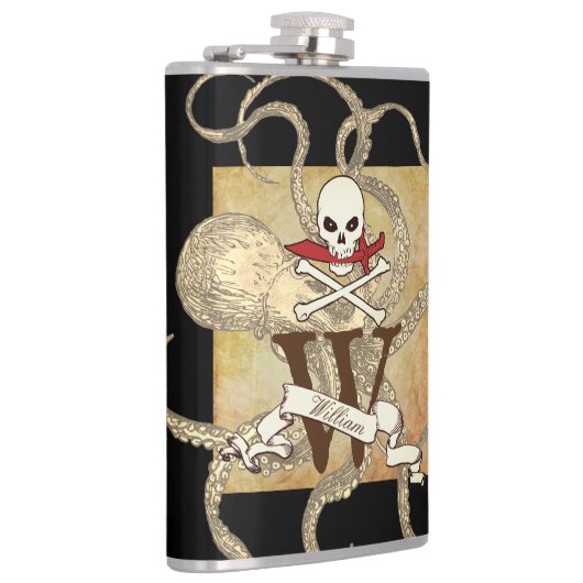 Jolly Roger Monogram Initiaal Heupfles (Rechts)