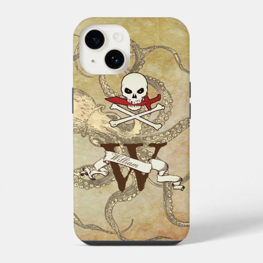 Jolly Roger Monogram Initiaal iPhone Hoesje (Achterkant)