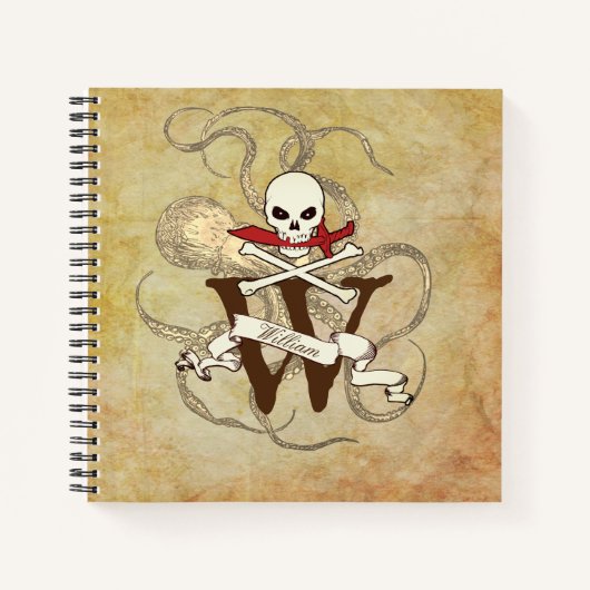 Jolly Roger Monogram Initiaal Notitieboek (Voorkant)