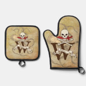 Jolly Roger Monogram Initiaal Ovenwant & Pannenlap Set (Voorkant)