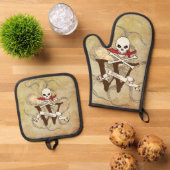 Jolly Roger Monogram Initiaal Ovenwant & Pannenlap Set (Top down)