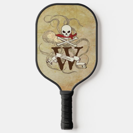 Jolly Roger Monogram Initiaal Pickleball Paddle (Voorkant)