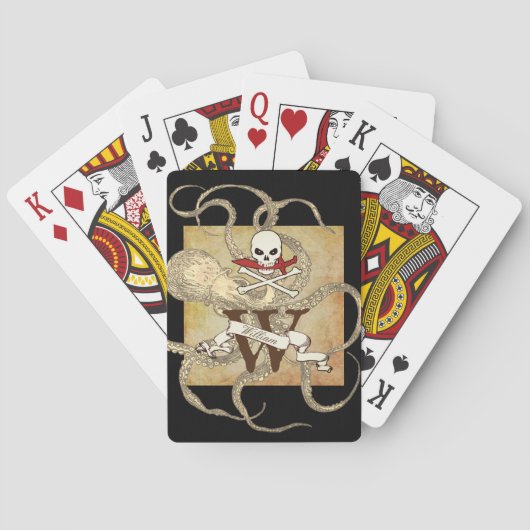 Jolly Roger Monogram Initiaal Pokerkaarten (Achterkant)