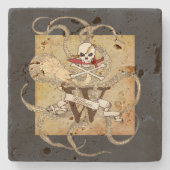 Jolly Roger Monogram Initiaal Stenen Onderzetter (Voorkant)