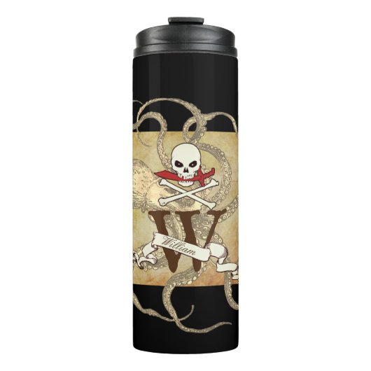 Jolly Roger Monogram Initiaal Thermosbeker (Voorkant)