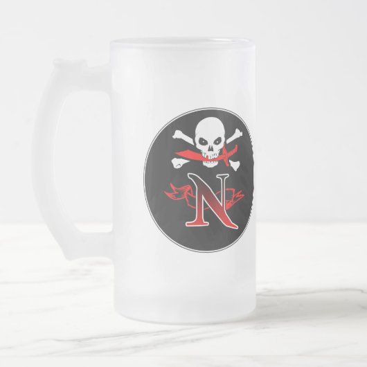 Jolly Roger N Monogram Initiaal Matglas Bierpul (Links)