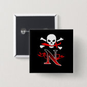 Jolly Roger N Monogram Initiaal Vierkante Button 5,1 Cm (Voorkant /achterkant)