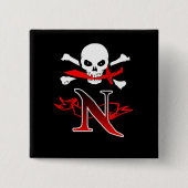 Jolly Roger N Monogram Initiaal Vierkante Button 5,1 Cm (Voorkant)
