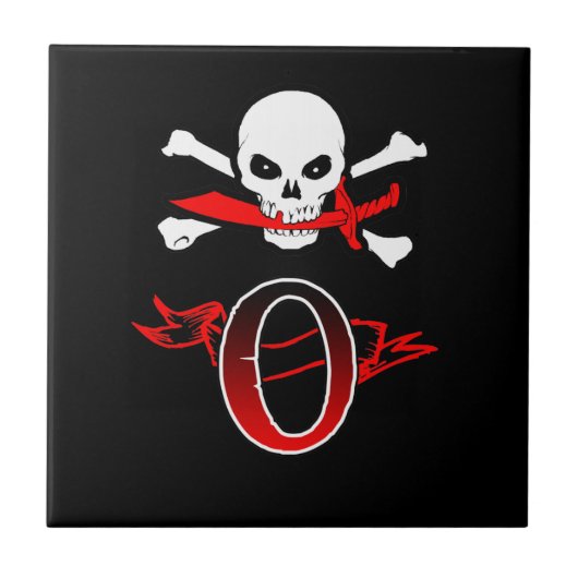 Jolly Roger O Monogram Initiaal Tegeltje (Voorkant)