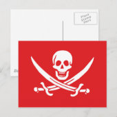 Jolly Roger of Calico Jack Rackham (RED) Briefkaart (Voorkant / Achterkant)