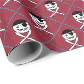 Jolly Roger op Rode Achtergrond met Turquoise Cadeaupapier (Rol Hoek)