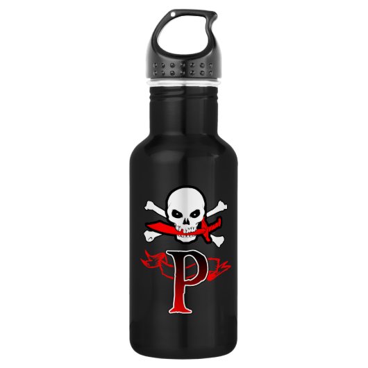 Jolly Roger P Monogram Initiaal Waterfles (Voorkant)