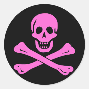 Jolly Roger Pink Ronde Sticker