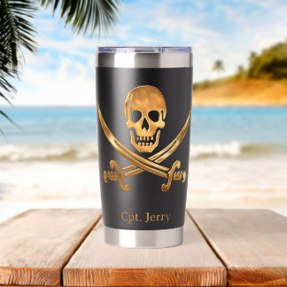 Jolly Roger Piraat Goud Aangepast Geïsoleerde Drinkbeker