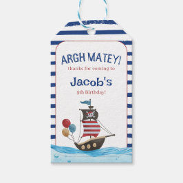 Jolly Roger Pirate Ahoy Matey Verjaardagsfeestje g Cadeaulabel