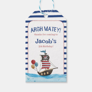 Jolly Roger Pirate Ahoy Matey Verjaardagsfeestje g Cadeaulabel
