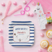 Jolly Roger Pirate Ahoy Matey Verjaardagsfeestje Papieren Bordje (Feest)