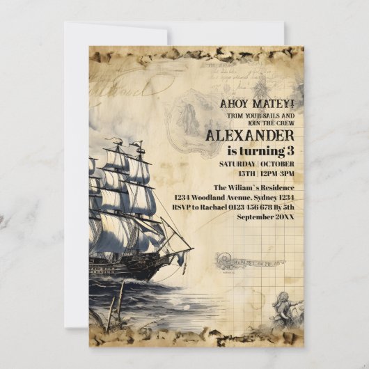 Jolly Roger Pirate Birthday Party Kaart (Voorkant)