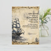 Jolly Roger Pirate Birthday Party Kaart (Staand voorkant)