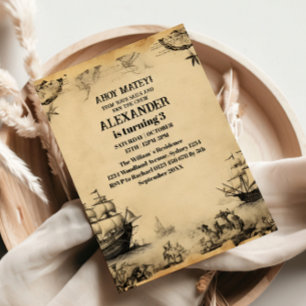 Jolly Roger Pirate Birthday Party Kaart