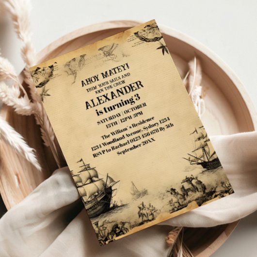 Jolly Roger Pirate Birthday Party Kaart