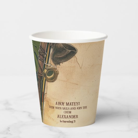 Jolly Roger Pirate Birthday Party Papieren Bekers (Voorkant)