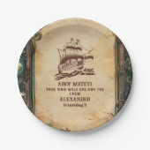 Jolly Roger Pirate Birthday Party Papieren Bordje (Voorkant)