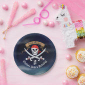 Jolly Roger Pirate Birthday Party Papieren Bordje (Feest)