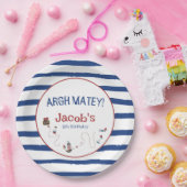 Jolly Roger Pirate Birthday Party Papieren Bordje (Feest)