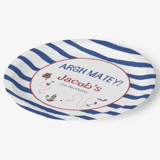 Jolly Roger Pirate Birthday Party Papieren Bordje (Gekanteld)