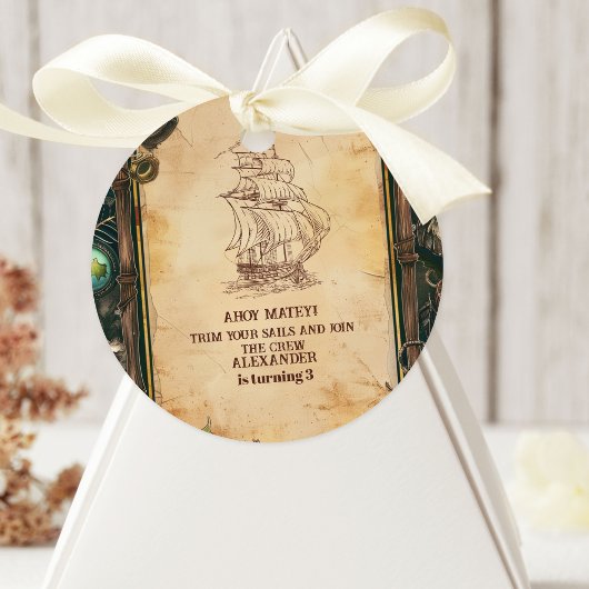 Jolly Roger Pirate Birthday Party Ronde Sticker