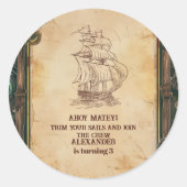 Jolly Roger Pirate Birthday Party Ronde Sticker (Voorkant)