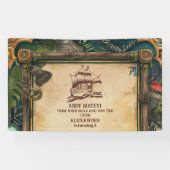 Jolly Roger Pirate Birthday Party Spandoek (Horizontaal)