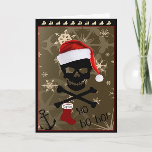 Jolly Roger Pirate Christmas Feestdagen Kaart (Voorkant)
