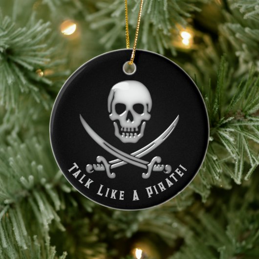 Jolly Roger Pirate Day Keramisch Ornament (Boom)