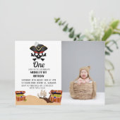 Jolly Roger Pirate | Eenvoudige eerste verjaardag  Kaart (Staand voorkant)